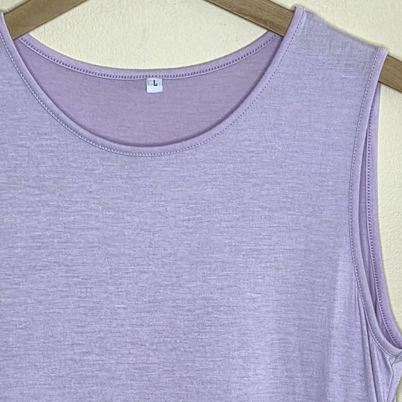 Lavender Sleeveless Tiered Midi Sun Dress Size Large Easy To Wear Comfy - Picture 2 of 5